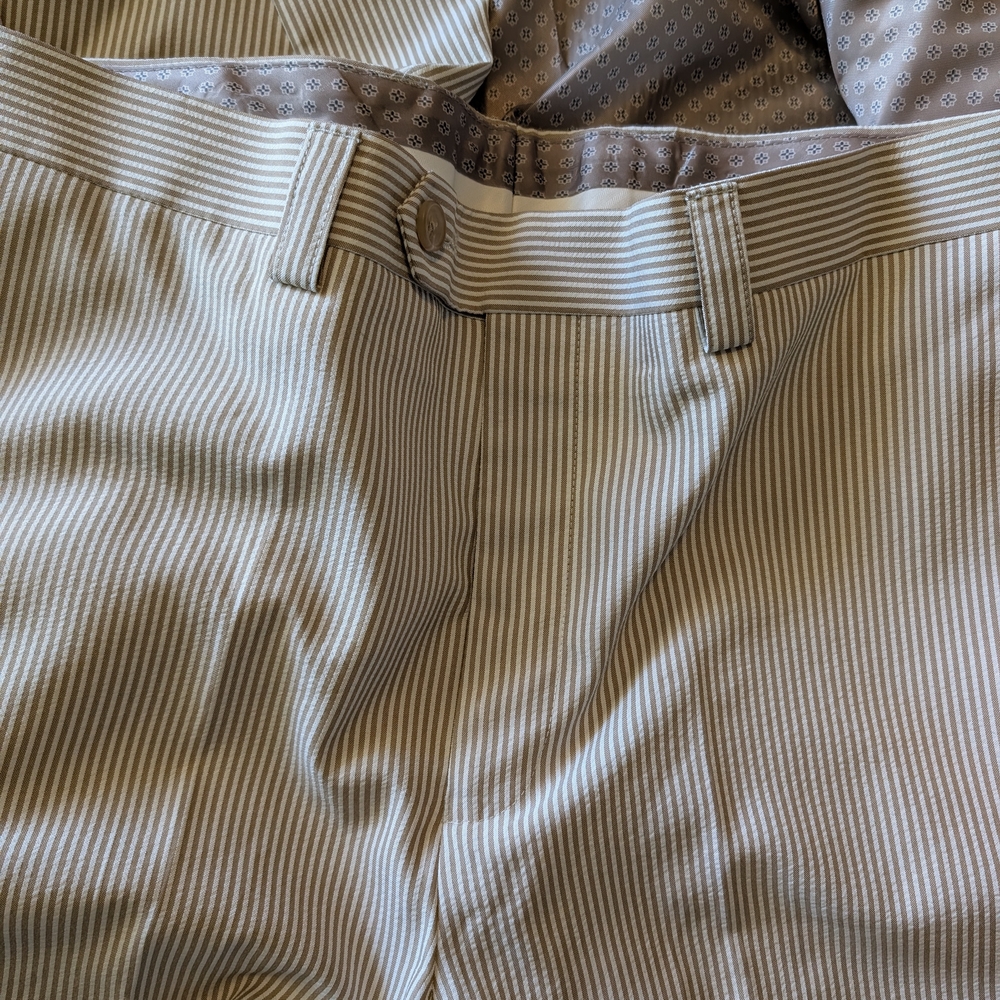 Lauren by Ralph Lauren Men’s Seersucker Suit – Tan & Cream (43R Jacket / 34x31 - Picture 4 of 10
